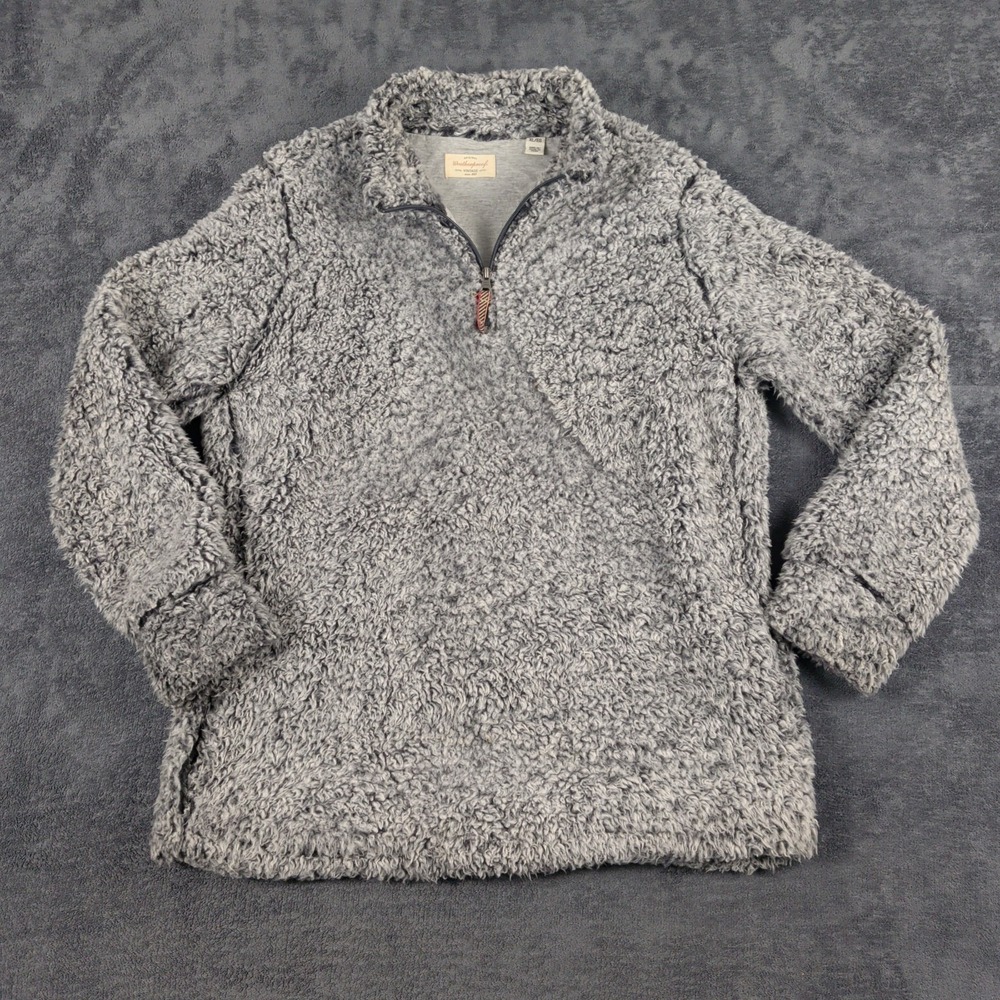 Sherpa Fleece Quarter Zip Pullover Weatherproof Vintage Women's XL Gray